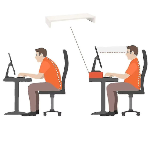 Träskärmhöjare, bildskärmsstativ, laptopstativ, PC, TV, för hemmakontor, 30 * 10 * 8 cm, vit