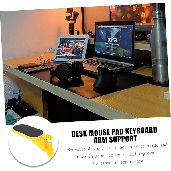 1 st Armstödsfäste Roterande Ställ Laptop Handledsstöd Handledsskydd Justerbar Klämma Roterande Tangentbord Handledsstöd Pad Tangentbordsplatta Gul