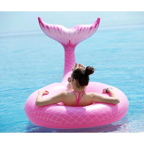 Jätteuppblåsbar Sjöjungfru-Svans Pool Float med Snabba Ventiler Sommar Strand Pool Party Lounge Flotte Dekorationer Leksaker för Vuxna Barn (rosa)