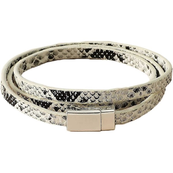 Flerlagers Ormhudsimulerat Läder Armband Manschett Bangel Armband Smycke Present till Kvinnor Män