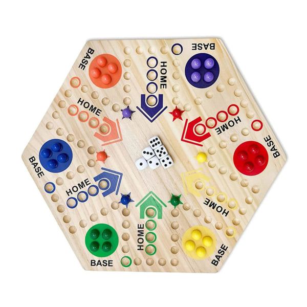 Spillbrettspill Dobbeltsidig malt trehurtigbrettspill for 6 og 4 spillere