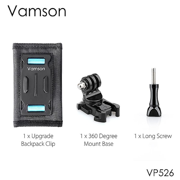 Vamson för Gopro 10 9 8 tillbehör ryggsäck klämma fäste för Go Pro Hero 7 6 5 4 för Yi 4k för Sjcam för Eken actionkamera（VP526）