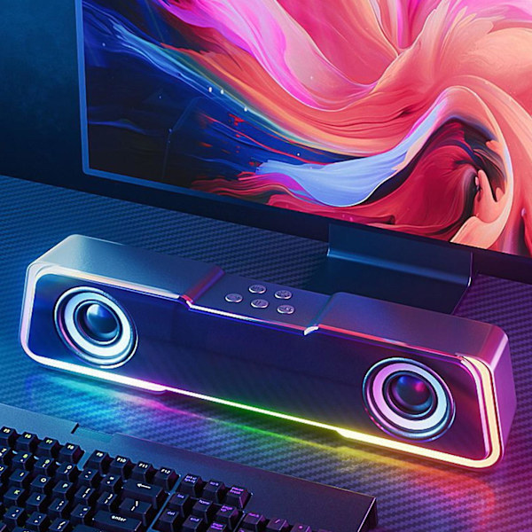 Färgglad ljud Bluetooth 5.3 Subwoofer Hög effekt Hemmavideo Skrivbord Trådlös remsa Lång högtalare Högtalare Ljudfält TV Karaoke Ljud