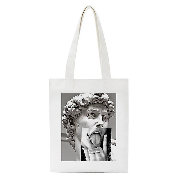 Håndveske Shopping Bag Mona Lisa Maria Monroe Estetisk Trykk Anime Håndveske Tote Bag Dame Harajuku Shopper Skuldervesker Canvas Bag（B157A）