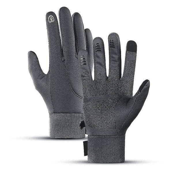 Vandtætte handsker kompatible med mænd og kvinder, varme vinterhandsker med følsomme fingerspidser（S，Grå）