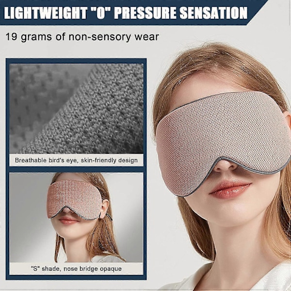 Dubbelsidig Sömnmask Varm & Kyl, Supersoft Ögonmasker med Justerbar Rem, Ljussäker Sovbind för Sömn, Tryckfri Ögonskydd för Kvinnor