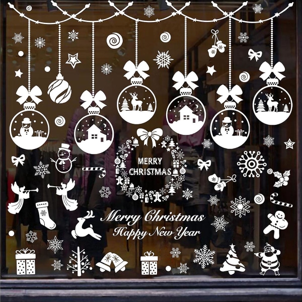 Christmas Window Snowflake Cling Decals Klistremerker Dekorasjoner for ferie feiring God jul