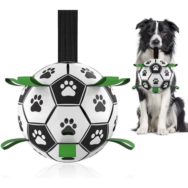 Dog Toys Soccer Ball with Grab Tabs, Interactive Dog Toys for Tug of War, Puppy Birthday Gifts, Dog Tug Toy, Dog Water Toy, Durable Dog Balls World Cu