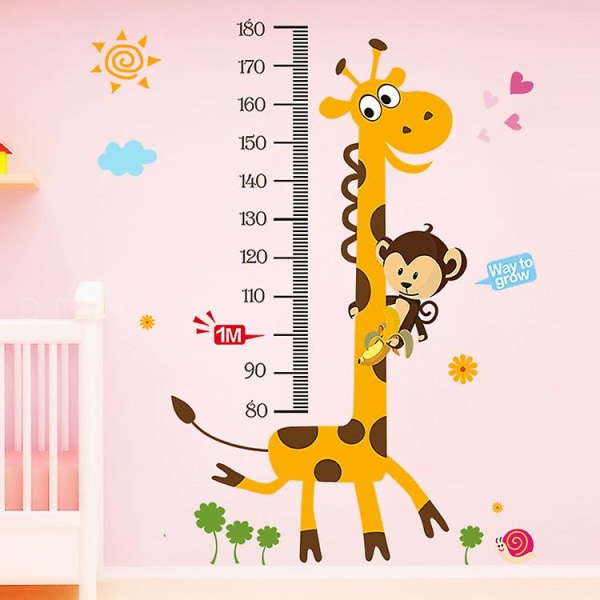Giraf Børn Vækstkort Højdemål Hjem/børneværelser DIY Wall Sticker, 1 sæt