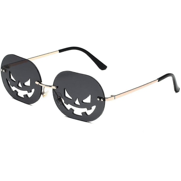 Halloween personlige græskarsolbriller Oval Stort stel Hule sjove solbriller (guldramme gråt ark)