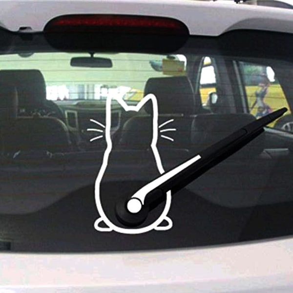 Søt kattebil vindusvisker vinyl kunst klistremerke dekorasjon