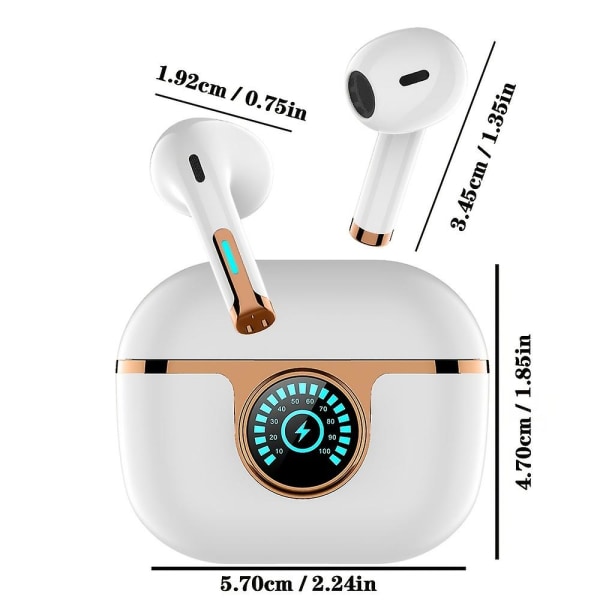 Todelliset langattomat Bluetooth kuulokkeet Sports Wireless Digital Display Bluetooth kuulokkeet (valkoiset)