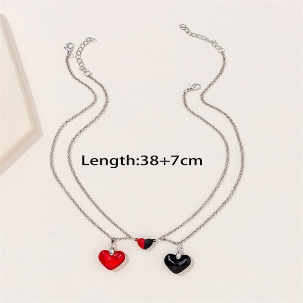 Par Halsband Stitching Creative Necklace Love Fragments Halsband svart+rött