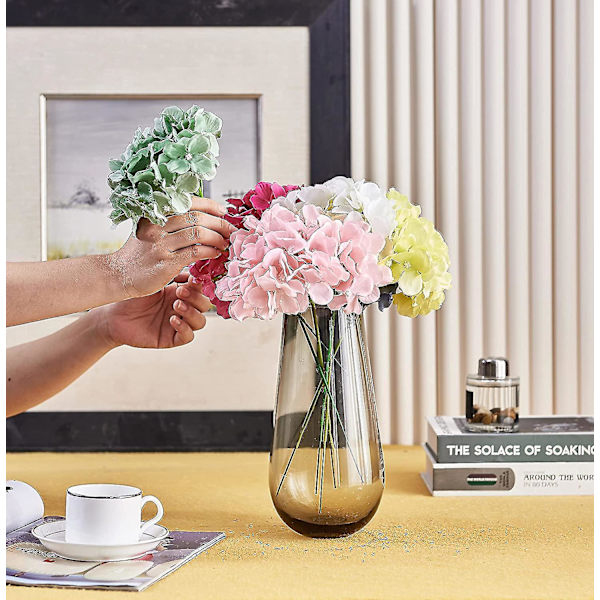 Förpackning med 10 st hortensia blommor blush konstgjord siden hortensia