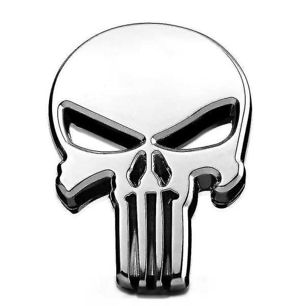 3d Metal Punisher Skull Badge-klistremerke Bil Truck Biltilbehør（Sølv）