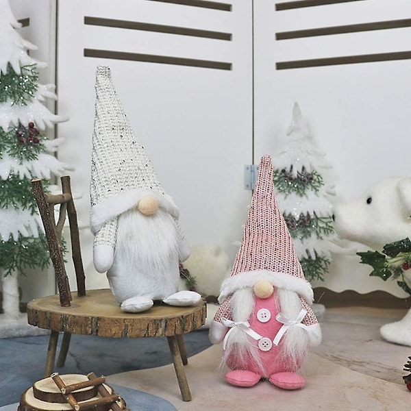 Plush Julpynt Svenska Svenska Jultomte Med Långa Ben Stickade Tomtefigur Presenter
