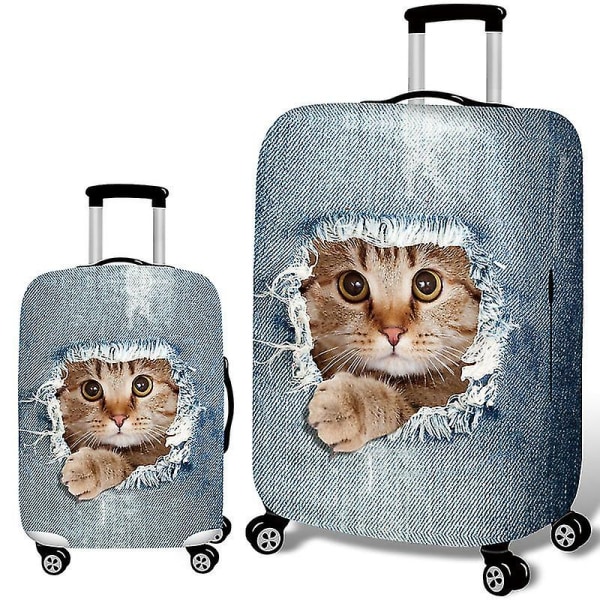 Cover Söt blå katt elastisk resväska skydd (XL)