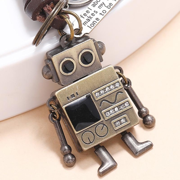 Wabjtam Jewelbeauty Mini Robot Nøglering Kreativt Design 3d Diy Metal Bevægelig Dekoration Læder Nøglering Nøgle Dekoration Nøglering Læder Nøglering Gave