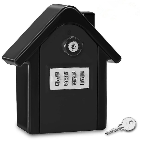 Nøgleboks Vægmonteret nøgleboks med digital kode og nødnøgler, stor nøgleboks（sølv）