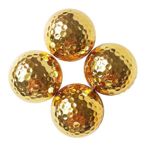 Belagte gullgolfballer for golfspiller innendørs utendørs svingputtertrening (4 stk, gull)