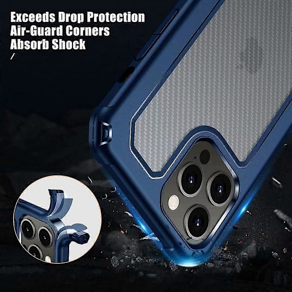 Designad för iPhone 13 Pro Max, Militärt Fallskydd Transparent Matt Skal Passar för iPhone 13 Pro Max 6,7 Tum, Gudian-serie, Blå