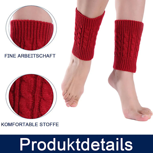 Stickade korta vinterbenvärmare manschetter för kvinnor
