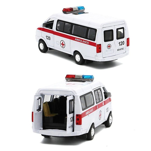 Ambulanssimalli Ambulanssi Waggon auton kuorma-auton takaisinvedettävä malli, jossa Led Sound -lasten lelu metallimalli Rakennusajoneuvon lelut lahja-autokokoelmaan
