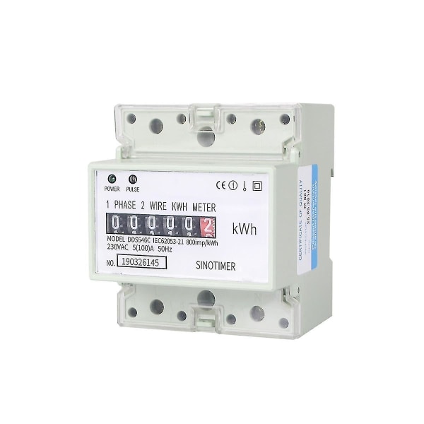 Elektrisk Enfase To-leder AC 220V 100A Energimåler KWh Teller Forbruk Analog Elektrisitet