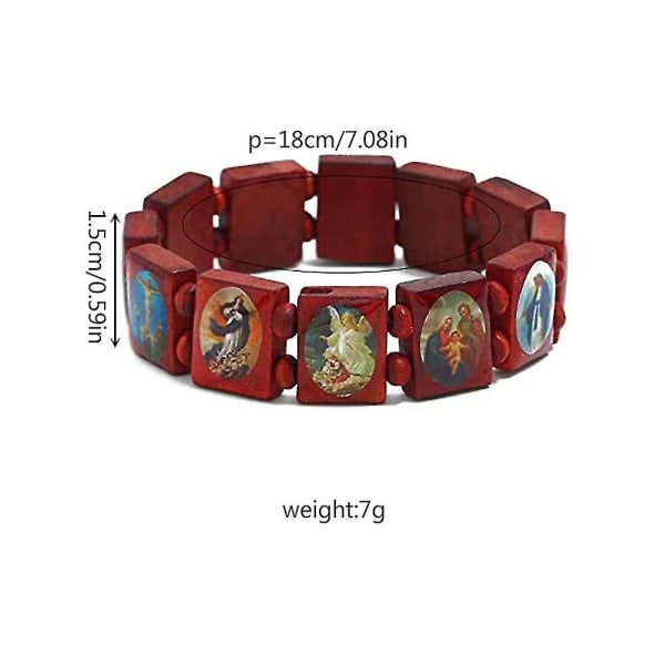 4 st Trä Rosenkrans Jesus Armband Elastiskt Stretch Armband Med Bilder Av Religiösa Heliga Katolska Heliga Gudar Gudinna Bön Manifestation Armband
