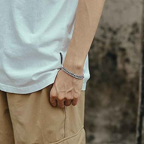 Unisex länk armband i 316L rostfritt stål, pläterad, längd 21 cm