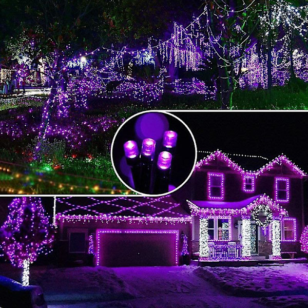 GHYT 300 LED väriä vaihtavat jouluvalot, liitettävät värikkäät valosarjat kaukosäätimellä, vedenpitävät violetit puuvalot pistokkeella sisä- ja ulkokäyttöön