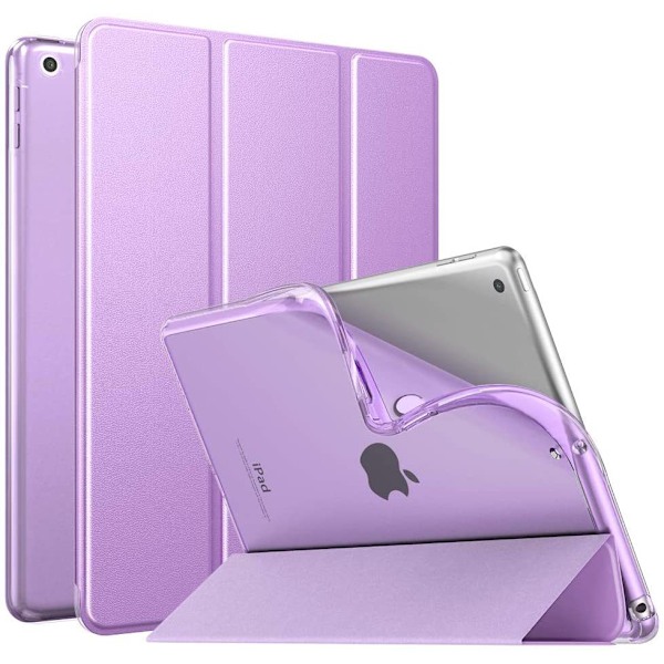 Fodral för iPad 9/8/7:e generationen 2021/ 2020/2019, Mjuk genomskinlig TPU-frostad baksida Slim iPad 10,2 tum fodral med stativ, automatisk väckning/sömn (D)