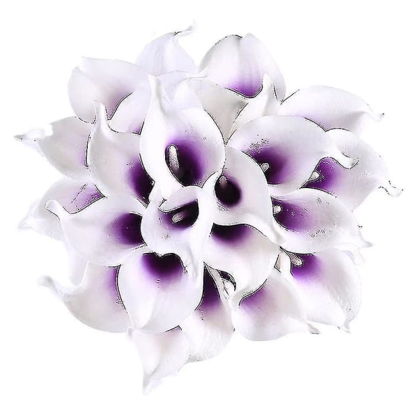 24 stk kunstige Calla-blomster til gjør-det-selv-brude bryllupsbukett midtdeler hjemmeinnredning(lilla i whirl.