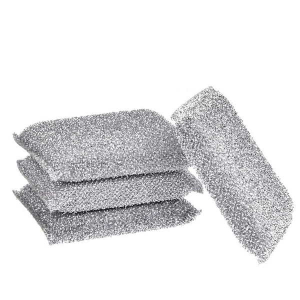 Silver Gloss Cushion 4 Pack Diskborste Svamp Scourge Lurex Svamp Perfekt för beläggning av kastruller, grytor, keramiska hällar