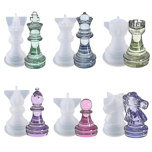 Veeki skakform til harpiks, 16 stykker 3d silikone skakform, skak krystal epoxy støbeforme til gør-det-selv-håndværk, julegave, familiefar