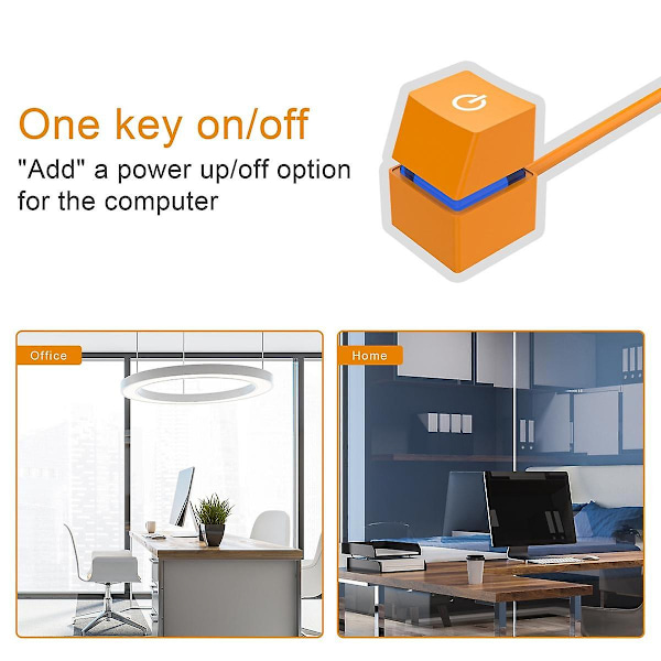 2M Computer Desktop Switch med farverige LED-lys PC Motherboard Ekstern Start Tænd/Sluk-knap til hjemmekontor（gul）