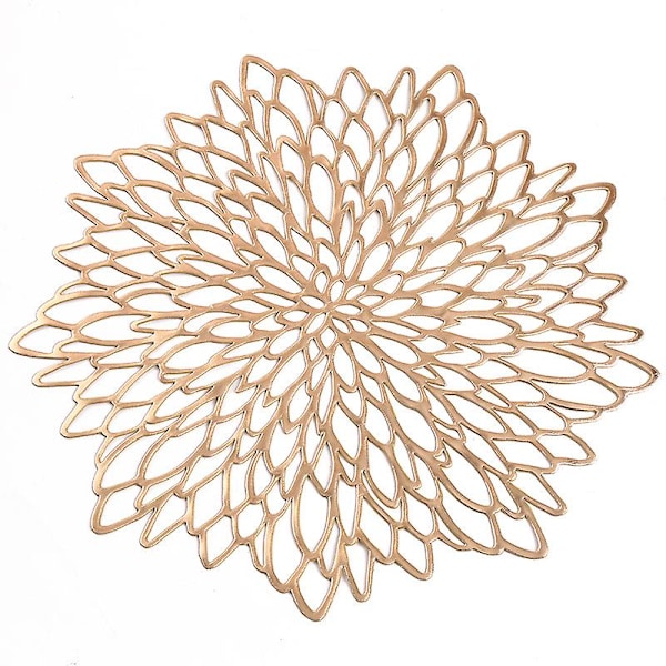 Plastunderlägg, nordisk stil bordsdekoration, 10-pack guld plastunderlägg, hibiskusblomma folie stämpling plastunderlägg, (38*38cm)
