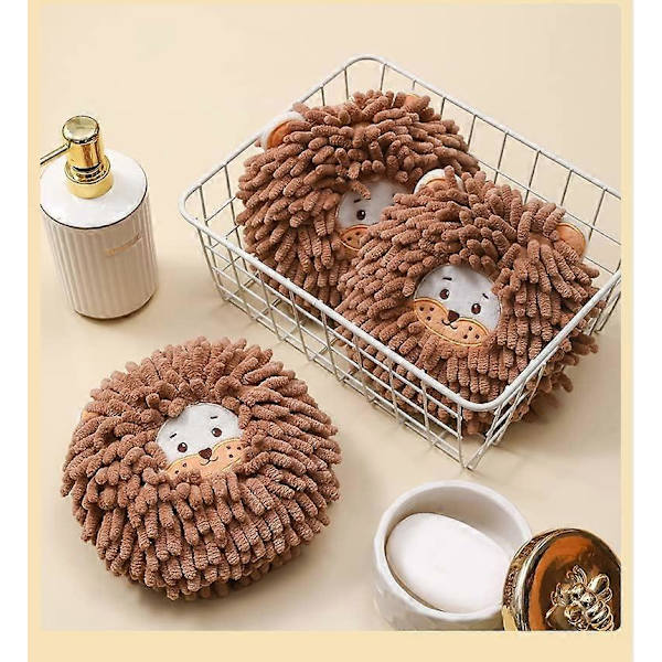 2-pack Chenille Söta Barn Handdukar med Hängslinga, Hängande Kökshandduk, Mikrofiber Plysch Absorberande Småbarns Handdukar för Badrum Köket