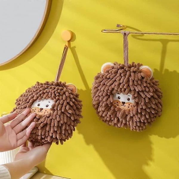 2-pack Chenille Söta Barn Handdukar med Hängslinga, Hängande Kökshandduk, Mikrofiber Plysch Absorberande Småbarns Handdukar för Badrum Köket