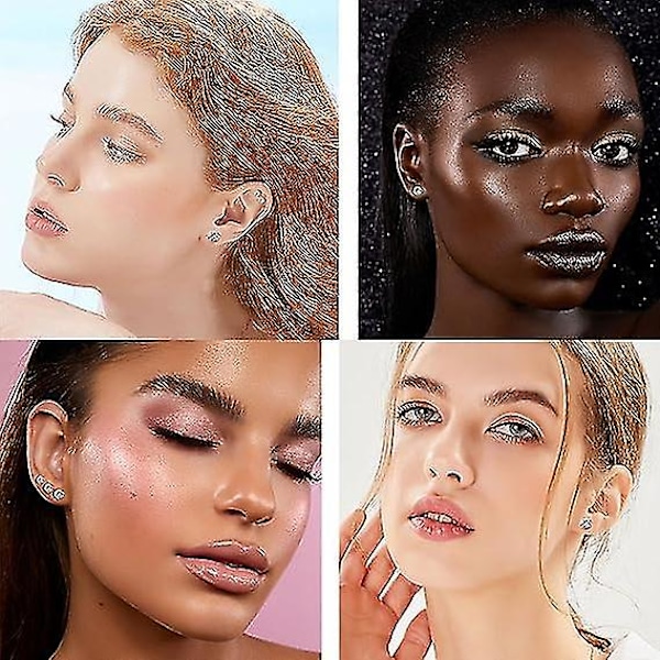 Hypoallergen kirurgisk stål cubic zirconia øreringe studs sæt multi-pakke, Cz stud øreringe til mænd 5 par 4-8mm,shznv