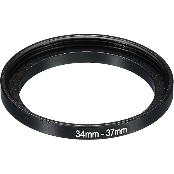 34mm-37mm metall Step Up Ring, kameralinsefilteradapterring Aluminium filteradapterring for kameralinsehette, svart