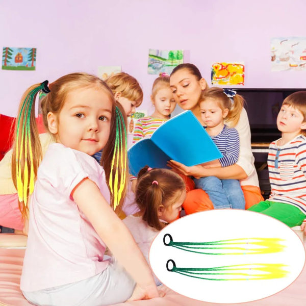 Barns färgade hårbuntar-Barn flätade hårband- 8st