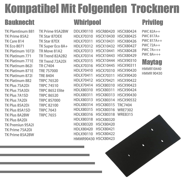 Filter kompatibelt med tørretumbler 4-pack -232x115x15 mm Whirlpool 481010716911