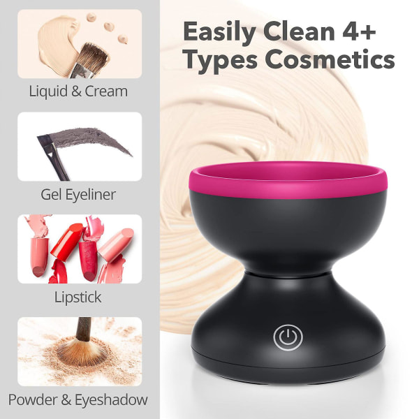 Sähköinen meikkisiveltimen puhdistusaine, meikkisiveltimen puhdistuskone kaikenkokoisille siveltimille automaattinen (vaaleanpunainen)