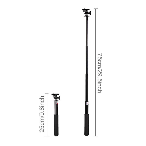 För Gopro-tillbehör 29 tum aluminium-selfiestick monopod för Go Pro Hero 9 8 7 6 5 4 Session Dji Osmo Sjcam Yi 4k Eken-kamera (Monopod)