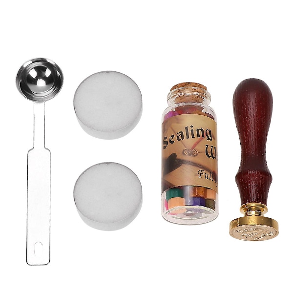 1 set retro sigill vaxstämpel med trähandtag kreativ DIY sigillstämpel sigill med presentask (kaffe)