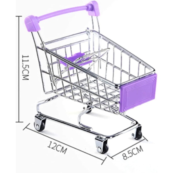 2 st Mini Varukorg Supermarknads Handvagn Shopping Utility Cart Mode Lagring Leksak (blå och lila)