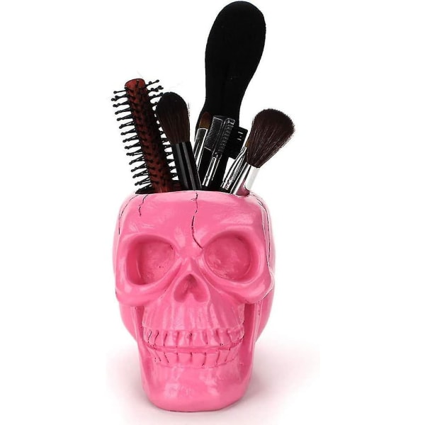 Creative Skull Head -meikkiharjateline/meikkiharjakotelon case / organizer / kynäteline kylpyhuoneeseen, työtasoon, kirjoituspöytään, asuntolaan