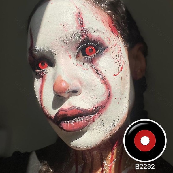 22 mm røde og svarte Sclera-kontaktlinser med fulle øyne Halloween-kontaktlinser Tokyo Ghoul Skremmende Cosplay-kontaktlinser Vampyrøyelinser-q（svarte og røde）