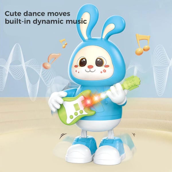 Dancing Bunny Robot Lyd Lys Elektrisk Søt tegneserie Dancing Bunny Model（Blå）
